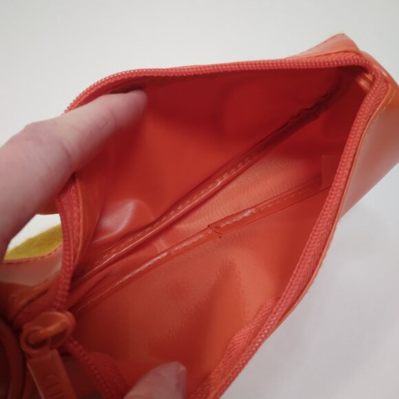 New Vintage Retro Clinique Orange and Yellow PVC/Felt Cosmetic Makeup Bag NWOT - Picture 8 of 10